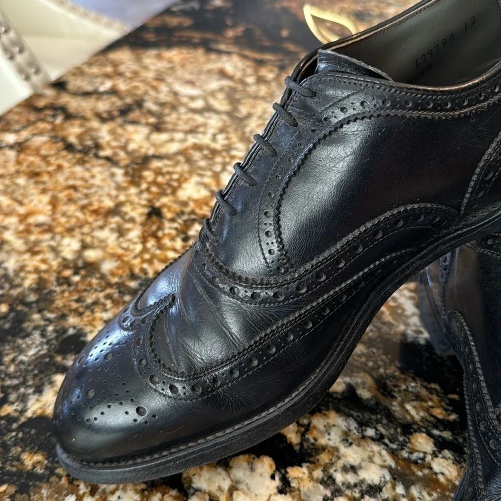 FootJoy‎ men’s Jet Black lace up wingtip leather shoes